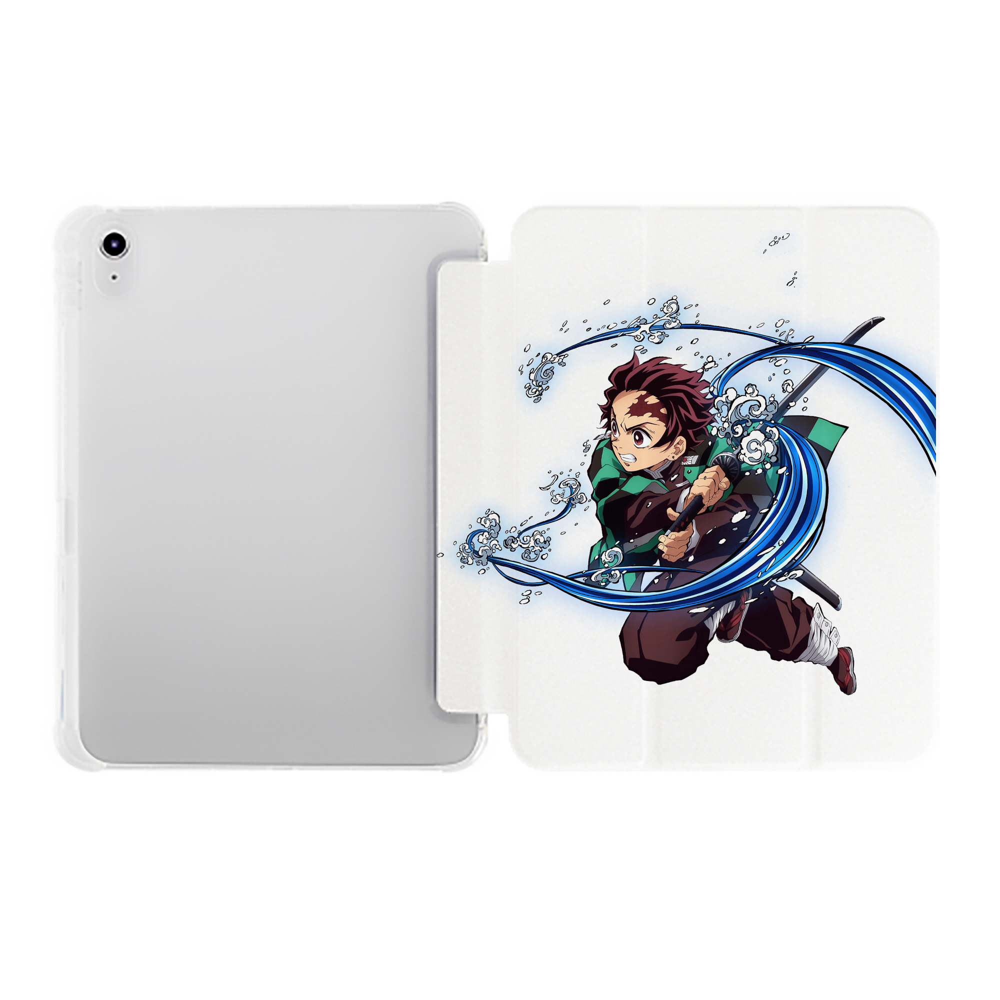 （画像用） 鬼滅の刃 竈門 炭治郎／かまど たんじろう Kamado Tanjirou IPad ケース ペン収納付き 三つ折りスタンド PUレザー×シリコン 対応機種9.5/10.5/10.9インチ